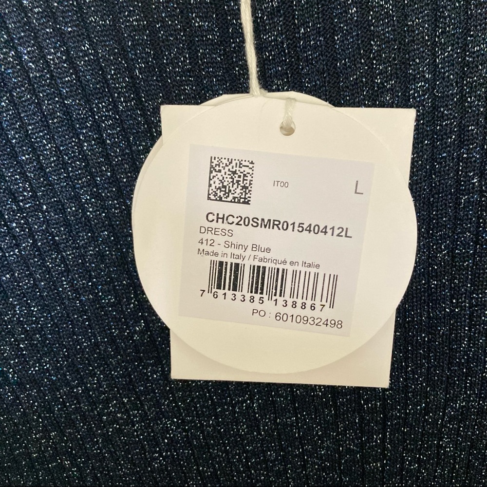 New Chloé Shiny Blue Knit Longsleeve Dress Size Large - Picture 6 of 10